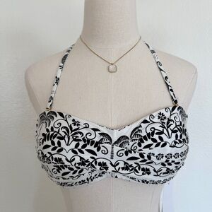 ☀️ Sunshine 79 Convertible Bandeau Bikini Top Ivory Coast Black White 6 Small